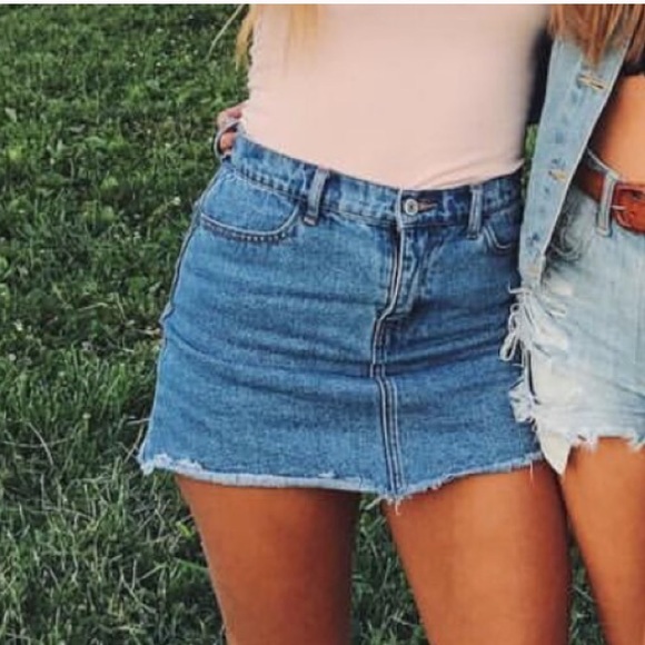 Brandy Melville Dresses & Skirts - Brandy Melville Denim mini Skirt NWT  Raw Hem